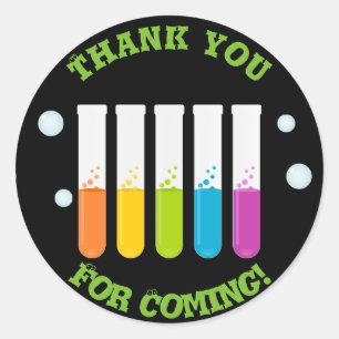 Mad Scientist Colourful Test Tubes Birthday Party Classic Round Sticker