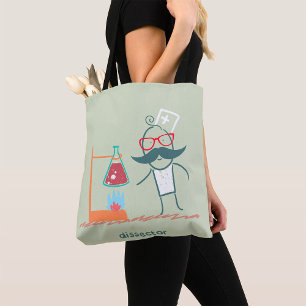 Mad Scientist Dissector with Moustache Tote Bag