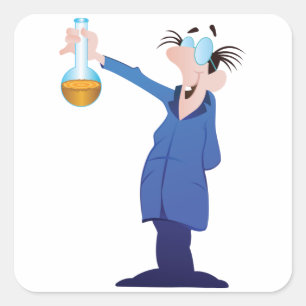 Mad Scientist Holding Beaker Fun Science Square Sticker