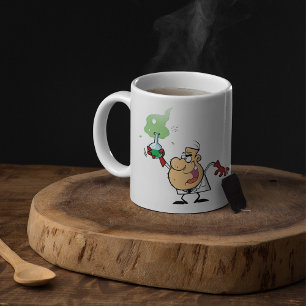 Mad Scientist Holding Bubbling Flask Science Coffee Mug