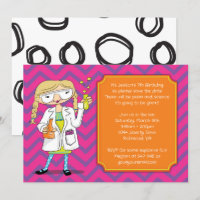 Mad Scientist Invitation : Blonde Girl Potions