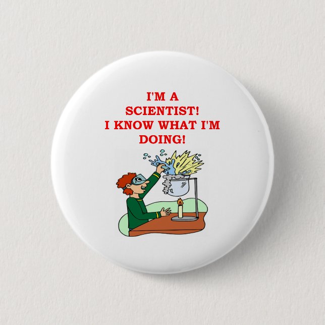 mad scientist joke 2 inch round button (Front)