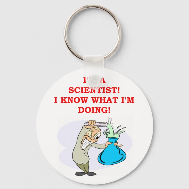 mad scientist joke keychain (Front)