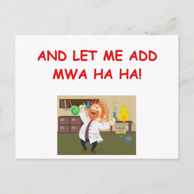 mad scientist joke postcard (Front)