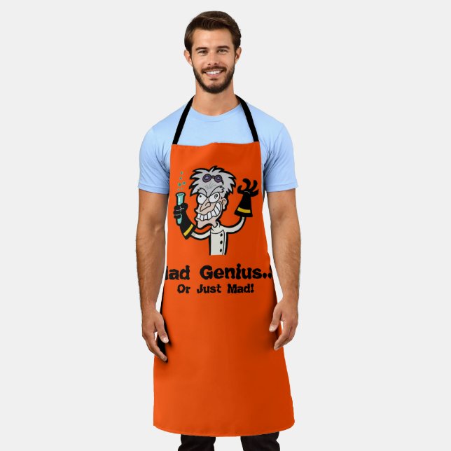 Mad Scientist Mad Genius Halloween All Over Print Apron (Worn)