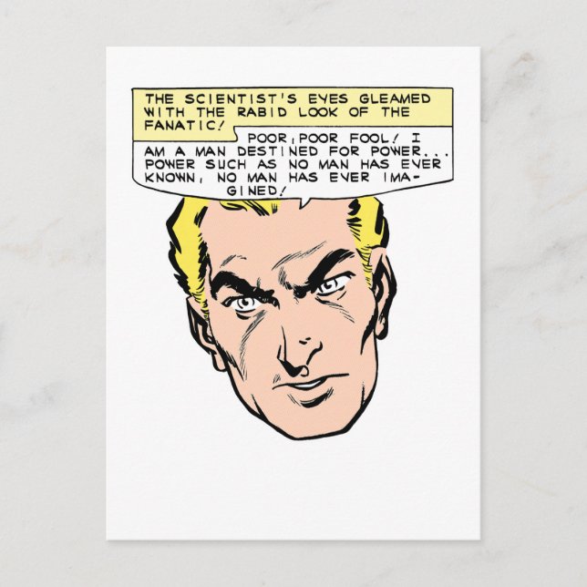 Mad Scientist Menace Vintage Comic Book Panel Postcard (Front)