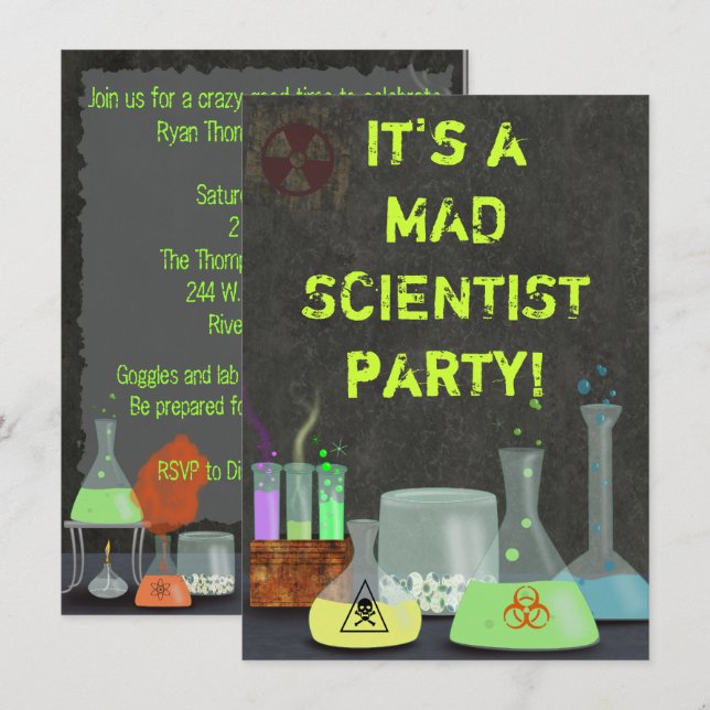 Mad Scientist Party Invitation (Front/Back)