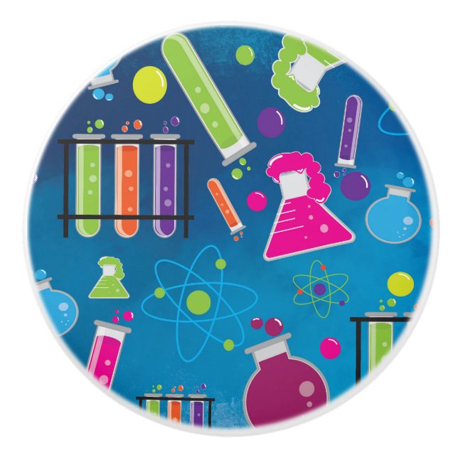 Mad Scientist Science Colourful Room Dresser Ceramic Knob (Front)