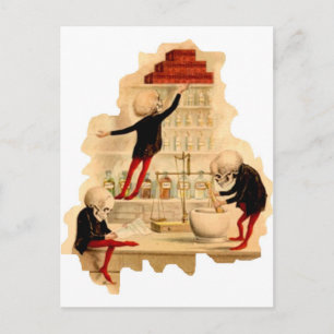 Mad Scientist Skeletons Postcard