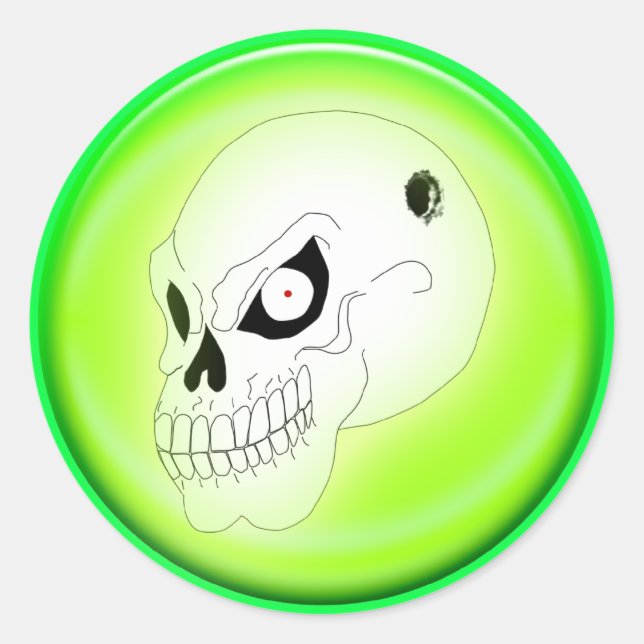 Mad Skull On Green Sticker (Front)