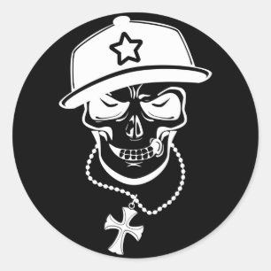 MAD SKULL-W CLASSIC ROUND STICKER