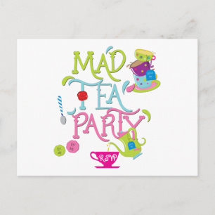 Mad Tea Party Wonderland Whimsical RSVP Postcard