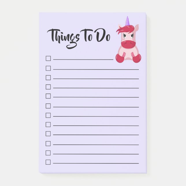 Mad Unicorn Things to do Checklist Post-it Notes (Front)