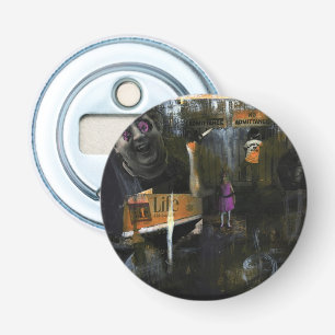 Mad World Mix Media Original Art Bottle Opener