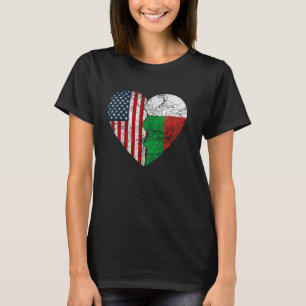 Madagascan American Flags Heart United States Mad T-Shirt