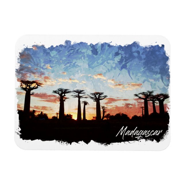 Madagascar Avenue of the Baobabs Panorama View Magnet (Horizontal)