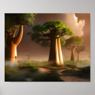 Madagascar Baobab Forest Fantasy  Art Poster