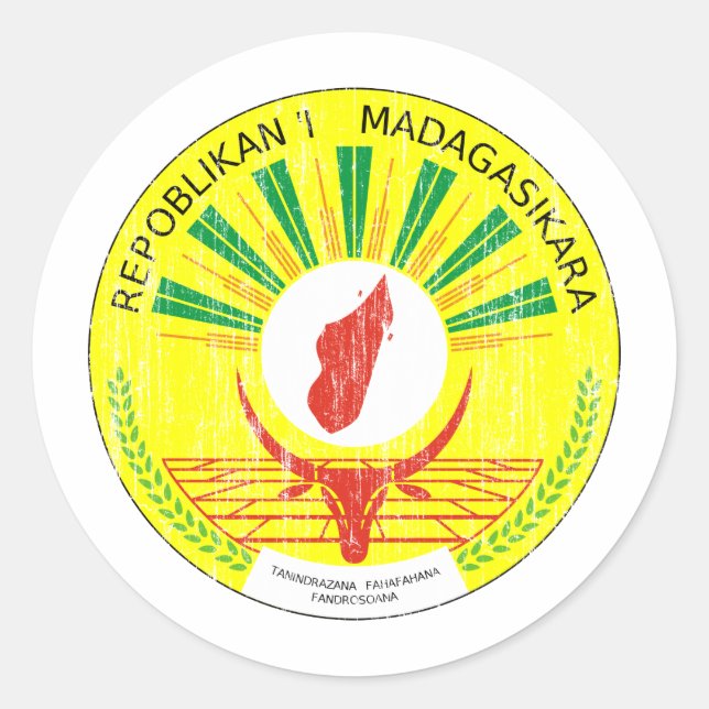 Madagascar Coat Of Arms Classic Round Sticker (Front)