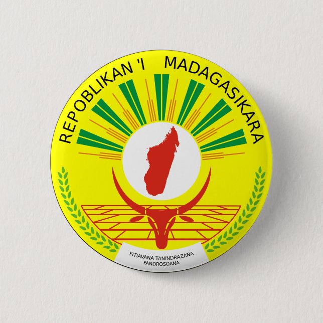 Madagascar Emblem 2 Inch Round Button (Front)