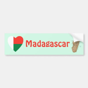 Madagascar Flag Heart + Map Bumper Sticker