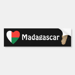Madagascar Flag Heart + Map Bumper Sticker
