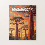 Madagascar Illustration Travel Art Vintage Jigsaw Puzzle<br><div class="desc">Madagascar retro vector travel design. From the lemur-filled rainforests to the stunning Avenue of the Baobabs and pristine tropical beaches,  Madagascar offers an unforgettable blend of nature,  adventure,  and biodiversity.</div>