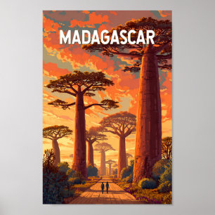 Madagascar Illustration Travel Art Vintage Poster