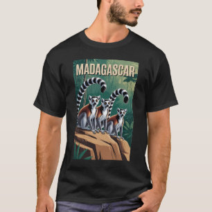 Madagascar Lemurs Illustration Travel Art Vintage T-Shirt