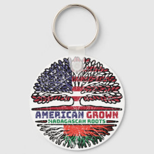 Madagascar Madagascan American USA Tree Roots Flag Keychain