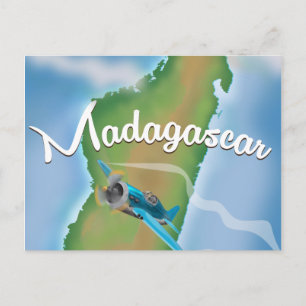 Madagascar Map vintage travel poster. Postcard