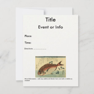 Madai or Red Tai - Hiroshige's Japanese Fish Print Invitation
