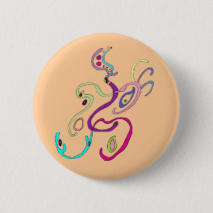 Madam Butterfly, Graphic Illustration 2 Inch Round Button