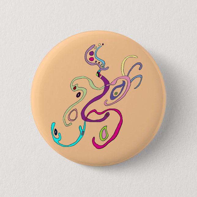 Madam Butterfly, Graphic Illustration 2 Inch Round Button (Front)