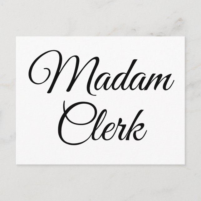 Madam Clerk Postcard (Front)