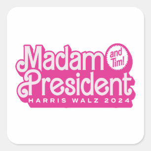Madam President (and Tim!) Kamala Harris & Tim Wal Square Sticker
