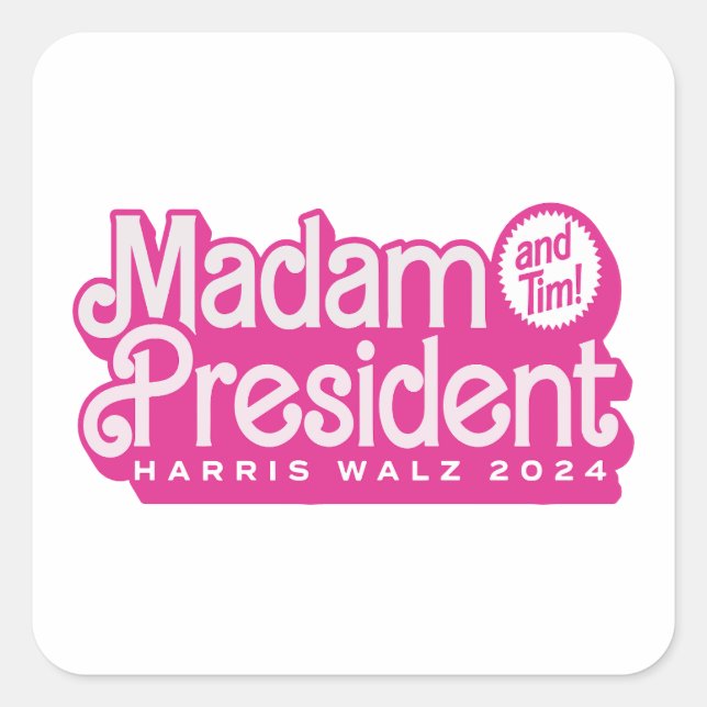 Madam President (and Tim!) Kamala Harris & Tim Wal Square Sticker (Front)