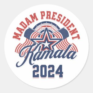 Madam President Kamala Harris 2024 Classic Round Sticker