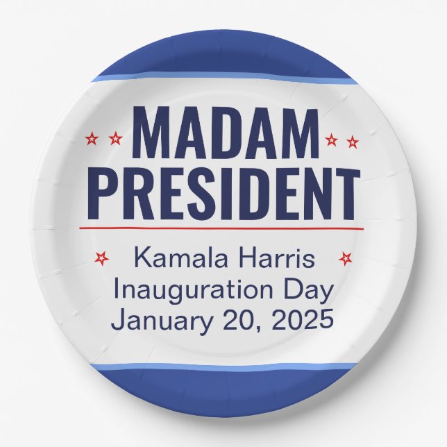 Madam President Kamala Harris Inauguration Paper Plate (Front)