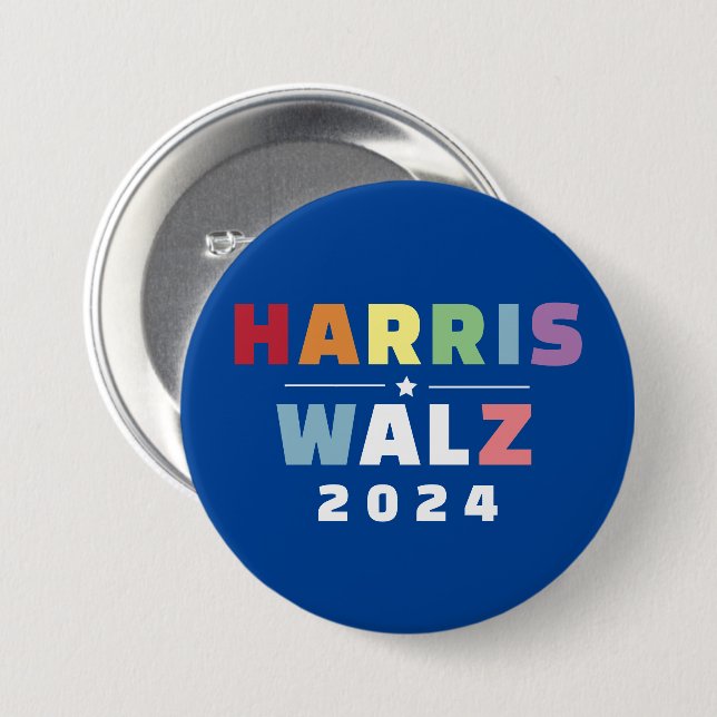 MADAM PRESIDENT KAMALA HARRIS WALZ 2024 3 INCH ROUND BUTTON (Front & Back)