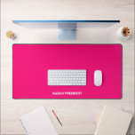 Madam president modern bold typography hot pink desk mat<br><div class="desc">Madam President modern typography white and hot pink desk mat. White bold text on hot pink editable colour background. So you can personalize it and make it unique. Celebrate the president of the nation at the presidential inauguration day. Also, this can be a great fun gift to celebrate a woman...</div>