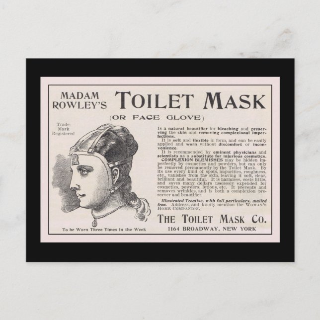 Madam Rowley's Toilet Mask Advertisement Postcard (Front)