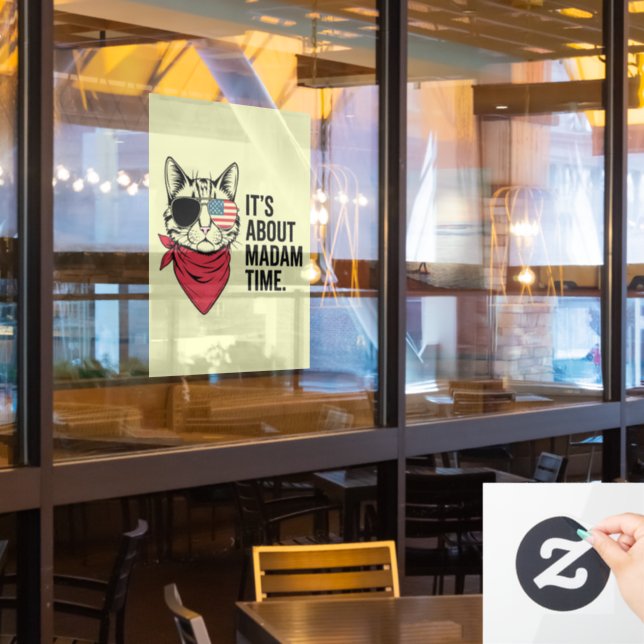 Madam Time President 2024 Kamala Harris DNC Rally Window Cling (Restaurant Window)