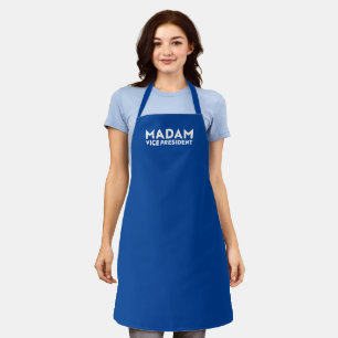 Madam Vice President blue white modern typography Apron