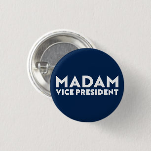 "Madam Vice President" kamala harris navy blue 1 Inch Round Button