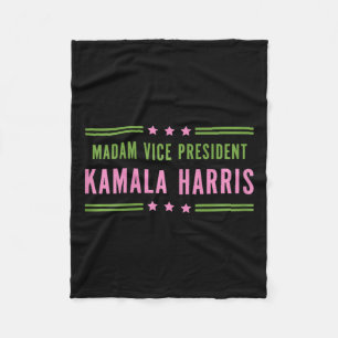 Madam Vice President Kamala Harris Pink Green Fleece Blanket