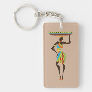 Madame africaine avec l'art de tribal de panier