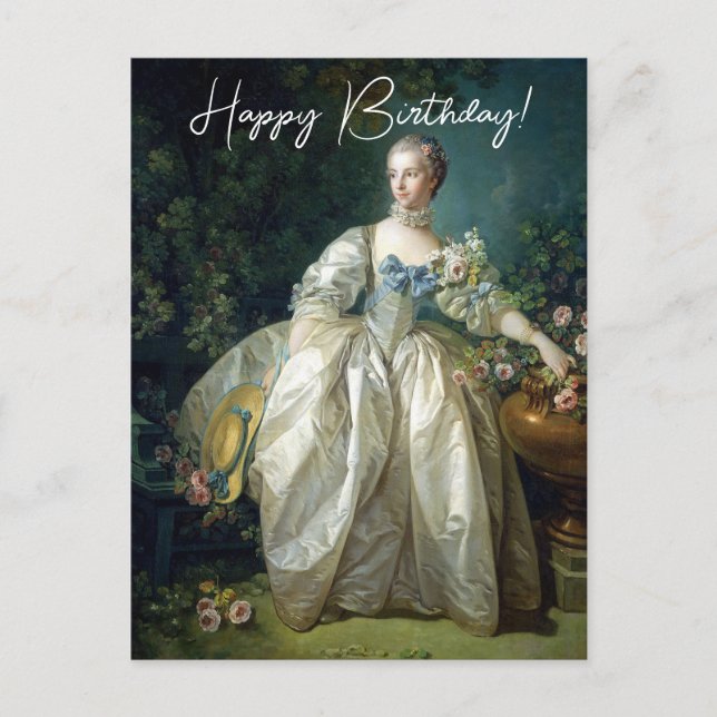 Madame Bergeret 1766 Boucher Happy Birthday Postcard (Front)