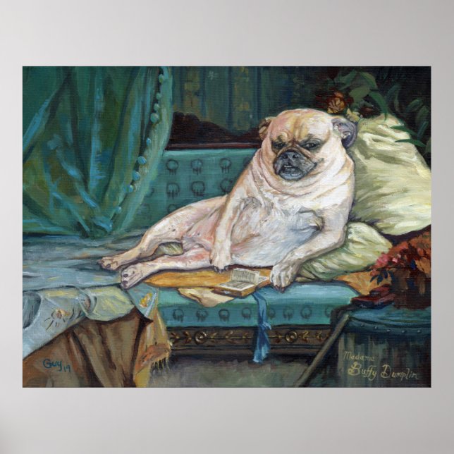Madame Buffy Dumplin in Her Boudoir Pet Portrait Poster (Front)