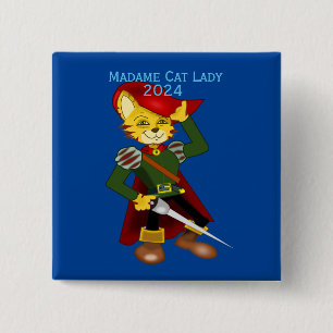 Madame Cat Lady 2024 for President Thunder_Cove 2 Inch Square Button