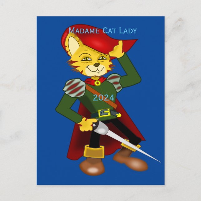 Madame Cat Lady 2024 for President Thunder_Cove  Postcard (Front)